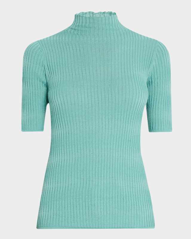 Ribbed Mock-Neck Cotton Top